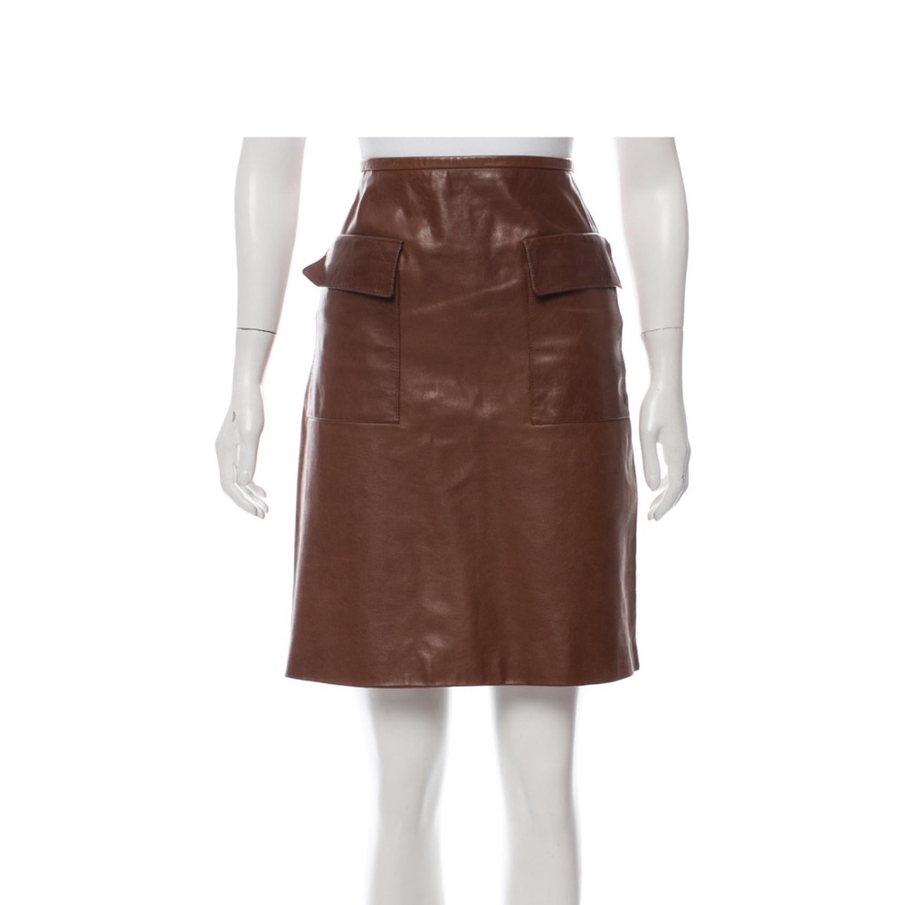 Philip Lim brown leather skirt